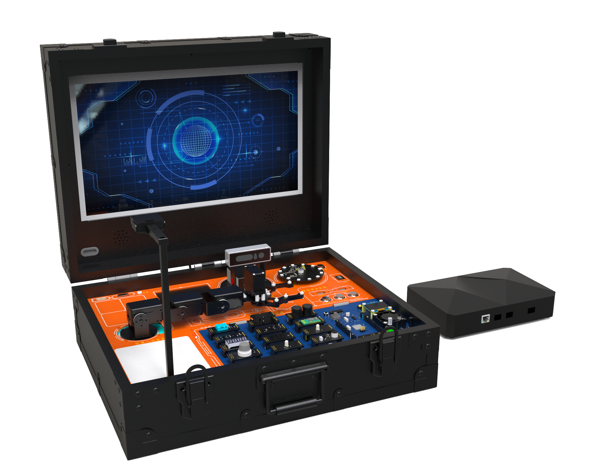 AI robot kit with edge AI computing, vision system, robot arm, and STM32-based motion control for education and training